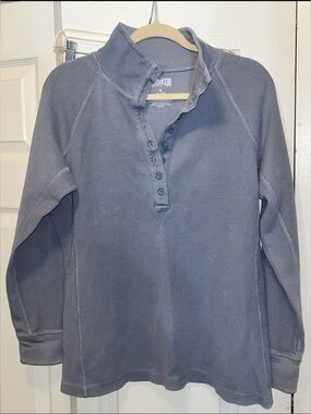 Duluth Trading Co Gray Button-Up Henley Pullover